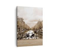 Quadro su Tela 50x70cm Canale Biciclette Amsterdam centro Stampe Immagini Murale