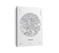 Quadro su Tela 50x70cm Carta Geografica Cracovia Polonia Stampe Immagini Murale