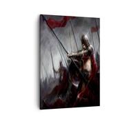 Quadro su Tela 50x70cm cavaliere lotta campo Stampe Immagini Quadri Murale