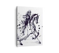 Quadro su Tela 50x70cm Cavallo cavaliere storia equitazione Stampe Murale