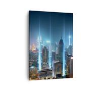 Quadro su Tela 50x70cm città notte strada Stampe Immagini Quadri Moderni Murale