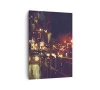 Quadro su Tela 50x70cm città notte strada Stampe Immagini Quadri Moderni Murale
