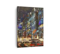 Quadro su Tela 50x70cm città notte strada Stampe Immagini Quadri Moderni Murale