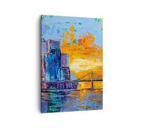 Quadro su Tela 50x70cm Città Ponte Impasto Stampe Immagini Quadri Moderni Murale