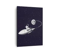 Quadro su Tela 50x70cm Cosmo Un Razzo Spaziale Bambini Stampe Immagini Murale