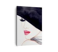 Quadro su Tela Verticale Donna Labbra Cappello eleganza Stampe da Parete 50x70cm Quadri Moderni Soggiorno Camera da Letto 1 pezzo Piccoli Decorazione Murale Wall Art Canvas Immagini PA50x70-2947