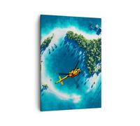 Quadro su Tela 50x70cm Elicottero Oceano isola paradiso Stampe Immagini Murale