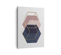 Quadro su Tela 50x70cm Esagoni Moderni Oro Stampe Immagini Quadri Moderni Murale