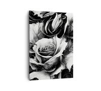 Quadro su Tela Verticale 50x70cm Stampe da Parete Fiori Rose Bianco E Nero Piccoli Decorazione Murale Camera da Letto Cucina 1 pezzo Quadri Moderni Soggiorno Immagini Wall Art Canvas PA50x70-5623