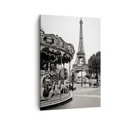 Quadro su Tela 50x70cm Giostra Torre Eiffel Stampe Immagini Quadri Murale
