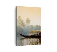 Quadro su Tela 50x70cm India barca fiume Stampe Immagini Quadri Moderni Murale