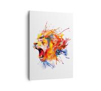 Quadro su Tela 50x70cm Leone moderno pittura animale Stampe Immagini Murale
