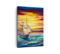 Quadro su Tela 50x70cm mare onda barca Stampe Immagini Quadri Moderni Murale