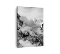 Quadro su Tela 50x70cm montagne nebbia picco Stampe Immagini Quadri Murale