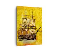Quadro su Tela 50x70cm Nave pirata oceano tesoro Stampe Immagini Quadri Murale