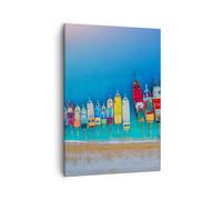 Quadro su Tela 50x70cm Navi Spiaggia Prospettiva Stampe Immagini Quadri Murale