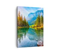 Quadro su Tela 50x70cm Paesaggio montagne alba Stampe Immagini Quadri Murale