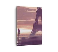 Quadro su Tela 50x70cm Parigi città notte Stampe Immagini Quadri Moderni Murale