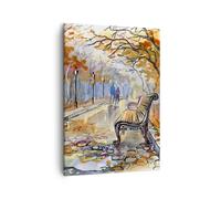 Quadri Moderni Soggiorno Percorso Panchina Autunno donna Quadro su Tela Verticale 50x70cm Stampe da Parete Camera da Letto 1 pezzo Wall Art Canvas Piccoli Decorazione Murale Immagini PA50x70-3000