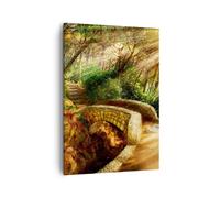 Quadro su Tela 50x70cm Percorso ponte di pietra foresta autunno Stampe Murale