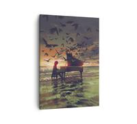Quadro su Tela 50x70cm piano musica Stampe Immagini Quadri Moderni Murale