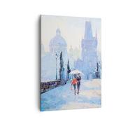 Quadro su Tela 50x70cm ponte città Praga Stampe Immagini Quadri Moderni Murale