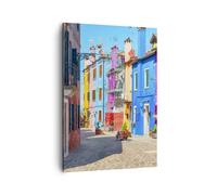 Quadro su Tela 50x70cm strada casa fiori Stampe Immagini Quadri Moderni Murale