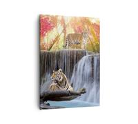 Quadro su Tela 50x70cm Tigre natura animale paradiso Stampe Immagini Murale