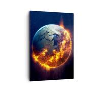 Quadro su Tela 50x70cm Universo Terra Fuoco globo Stampe Immagini Quadri Murale