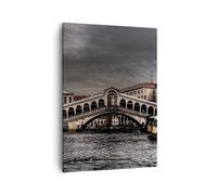 Quadro su Tela 50x70cm Venezia ponte acqua case di città Stampe Immagini Murale