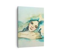 Quadro su Tela 70x100cm Acquarello Donna Emozioni Stampe Immagini Quadri Murale