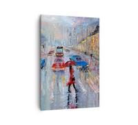 Quadro su Tela 70x100cm Acrilico Città Pioggia Stampe Immagini Quadri Murale