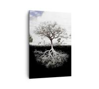Quadro su Tela 70x100cm Albero Le Radici Riflessione Stampe Immagini Murale