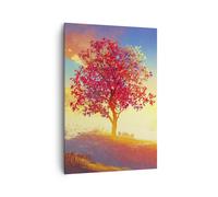 Quadro su Tela 70x100cm albero prato campo Stampe Immagini Quadri Moderni Murale