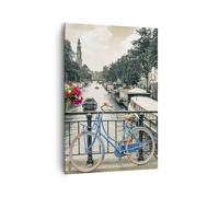 Quadro su Tela 70x100cm Amsterdam biciclette ponte Stampe Immagini Quadri Murale