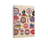 Quadro su Tela 70x100cm Ancoraggio bandiera badge barca Stampe Immagini Murale