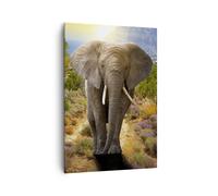 Quadro su Tela 70x100cm Animali Africa elefante camminare Stampe Immagini Murale