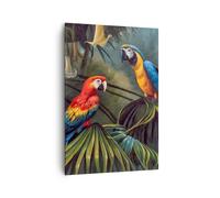 Quadro su Tela 70x100cm Ara pappagalli palme Stampe Immagini Quadri Murale
