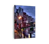 Quadro su Tela 70x100cm Architettura Centro storico Città Fiume Stampe Murale