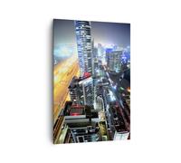 Quadro su Tela 70x100cm Architettura industria notte luce Stampe Immagini Murale