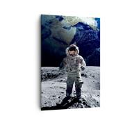 Quadro su Tela 70x100cm Astronauta Luna Terra spazio Stampe Immagini Murale