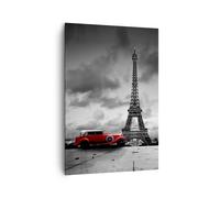 Quadri Moderni Soggiorno Automobile Eiffle Parigi città Quadro su Tela Verticale 70x100cm Stampe da Parete Camera da Letto 1 pezzo Wall Art Canvas Grandi Decorazione Murale Immagini PA70x100-2828