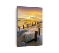 Quadro su Tela 70x100cm baltico mare frangiflutti Paesaggio Stampe Murale