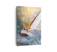 Quadro su Tela 70x100cm Barca a vela immagine regata Stampe Immagini Murale