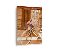 Quadro su Tela 70x100cm Bici fiore cesto vecchio Stampe Immagini Quadri Murale