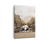 Quadro su Tela 70x100cm Canale Biciclette Amsterdam centro Stampe Murale