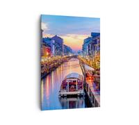 Quadro su Tela 70x100cm Canale Grande Serata Stampe Immagini Quadri Murale