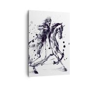 Quadro su Tela 70x100cm Cavallo cavaliere storia equitazione Stampe Murale