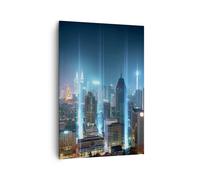 Quadro su Tela 70x100cm città notte strada Stampe Immagini Quadri Moderni Murale