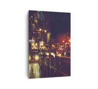 Quadro su Tela 70x100cm città notte strada Stampe Immagini Quadri Moderni Murale
